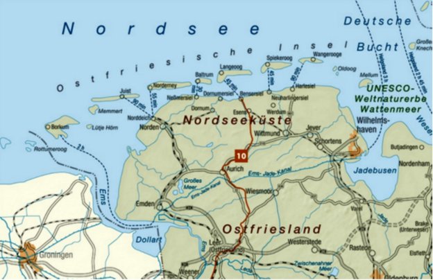 Location of Jever in modern map